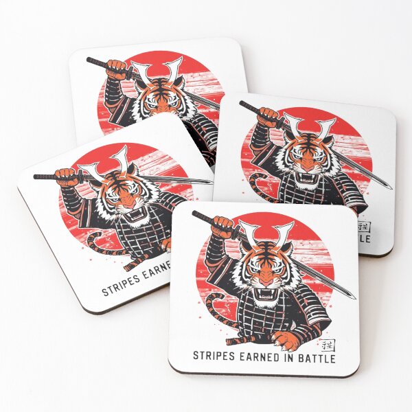 Item preview, Stripes Earned In Battle Tiger Samurai Red Sun Art Print designed and sold by Sky-bully.