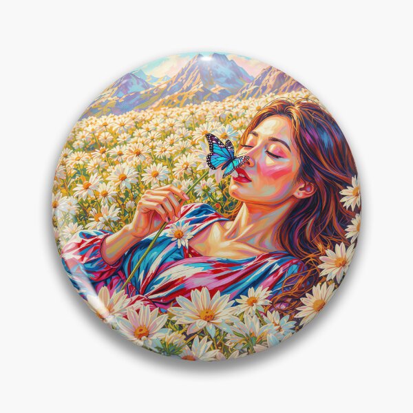 Item preview, Woman Smelling Wildflowers in a Mountain Meadow designed and sold by M-Y-A-R-T-.