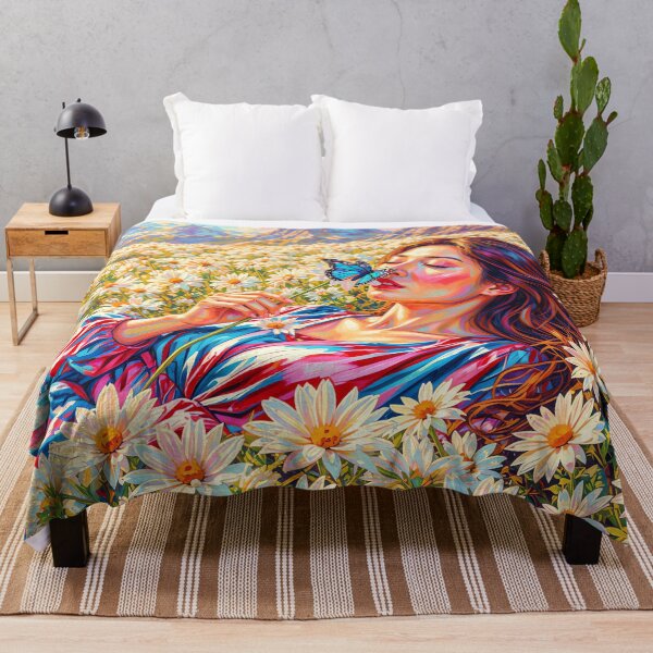 Item preview, Woman Smelling Wildflowers in a Mountain Meadow designed and sold by M-Y-A-R-T-.