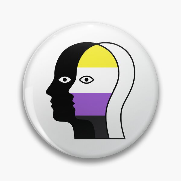 Item preview, Non-Binary Flag Abstract Illusion Face - Overlapping Face I llustration designed and sold by Cannaxes Studio.