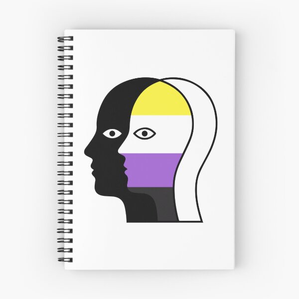 Item preview, Non-Binary Flag Abstract Illusion Face - Overlapping Face I llustration designed and sold by Cannaxes Studio.