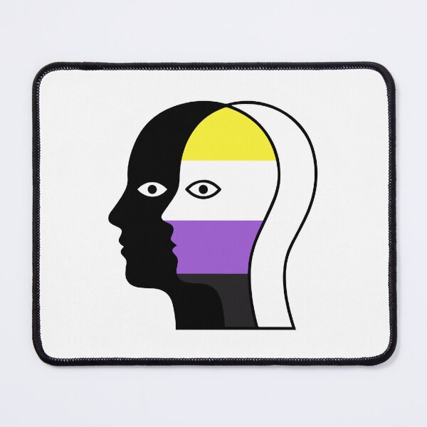 Item preview, Non-Binary Flag Abstract Illusion Face - Overlapping Face I llustration designed and sold by Cannaxes Studio.