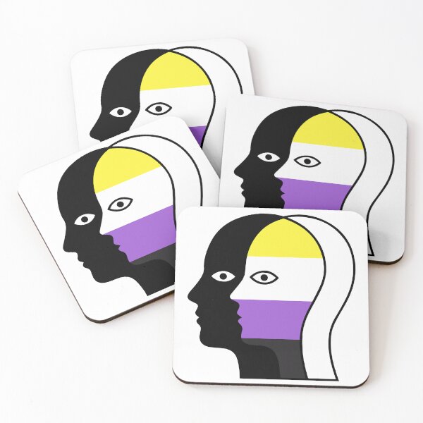 Item preview, Non-Binary Flag Abstract Illusion Face - Overlapping Face I llustration designed and sold by Cannaxes Studio.