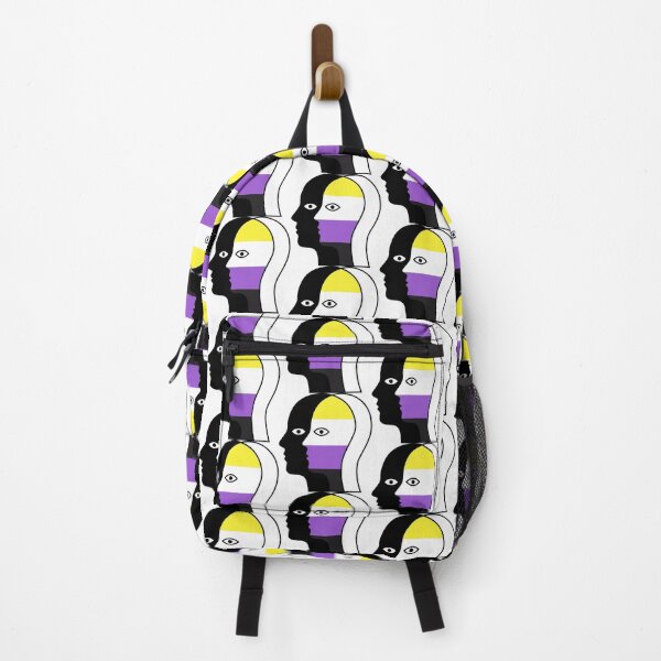 Item preview, Non-Binary Flag Abstract Illusion Face - Overlapping Face I llustration designed and sold by Cannaxes Studio.