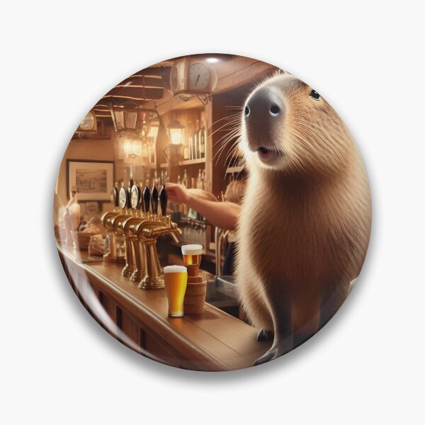 Item preview, Capybara Bartender Serving Beer In English Pub designed and sold by Sybille-Yates.