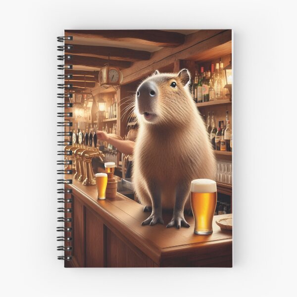 Artikelvorschau, Capybara-Barkeeper serviert Bier in englischer Kneipe entworfen und verkauft von Sybille-Yates.