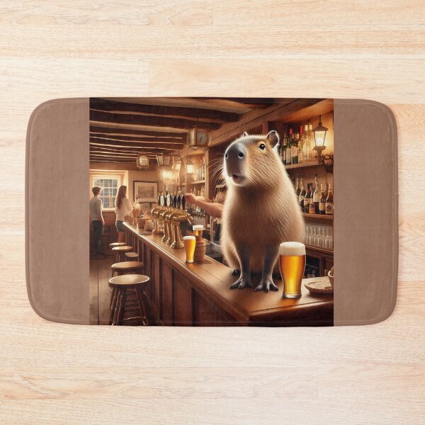 Item preview, Capybara Bartender Serving Beer In English Pub designed and sold by Sybille-Yates.