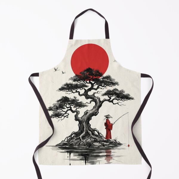 Item preview, Peaceful Zen Pine & Red Sun Minimalist Poster designed and sold by STTrillionTEES.