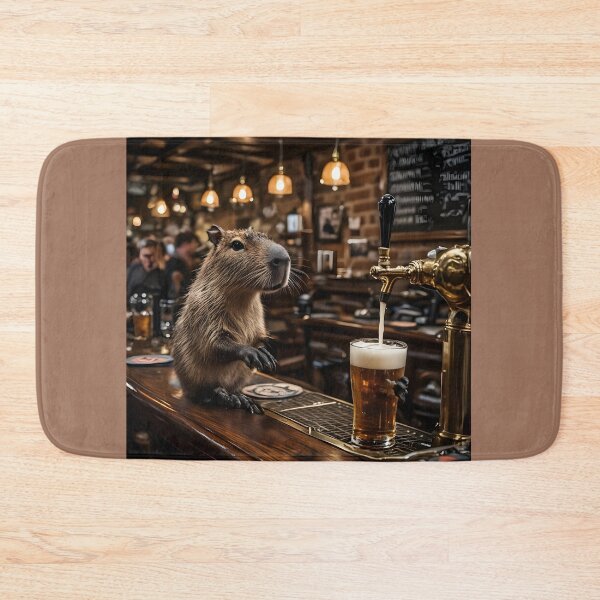 Item preview, Capybara Bartender Serving Beer In English Pub designed and sold by Sybille-Yates.