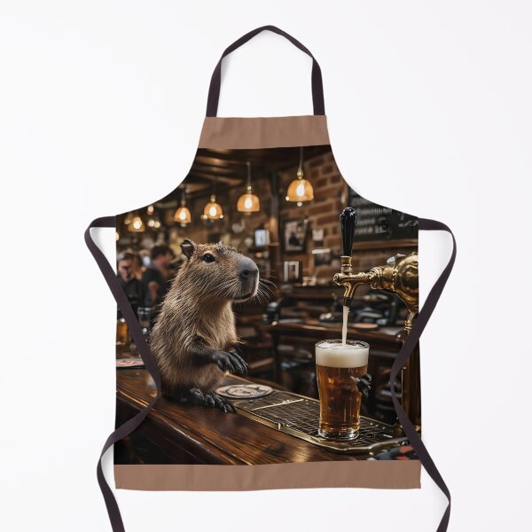 Artikelvorschau, Capybara-Barkeeper serviert Bier in englischer Kneipe entworfen und verkauft von Sybille-Yates.