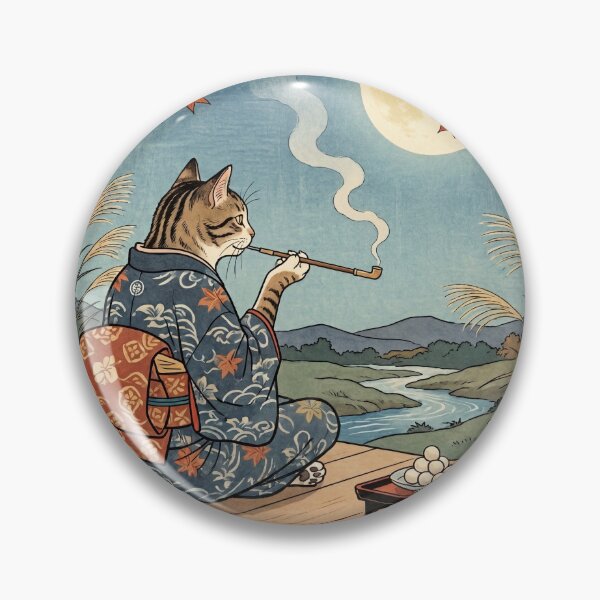 Item preview, Cat Moon Viewing on the Veranda — Neko no Tsukimi Engawa Zu | Japanese Ukiyo-e Cat Art designed and sold by Ukiyo Neko Hyakkei - Cats of the Floating World-.