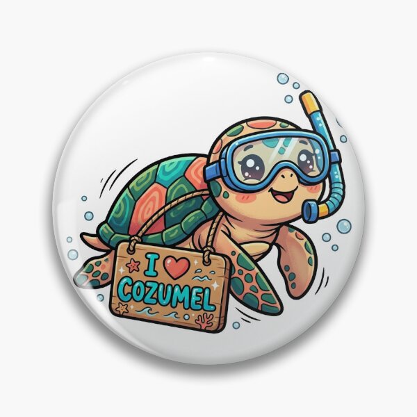 Item preview, Cozumel Map Cute Sea Turtle Character Art designed and sold by DuckOddity.