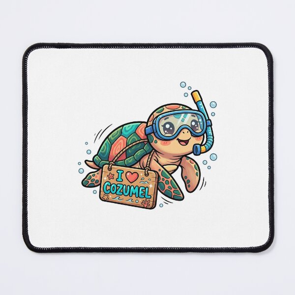 Item preview, Cozumel Map Cute Sea Turtle Character Art designed and sold by DuckOddity.
