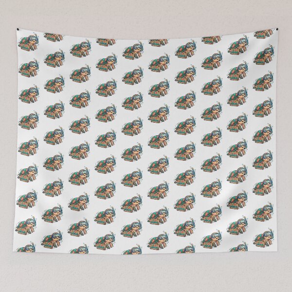 Item preview, Cozumel Map Cute Sea Turtle Character Art designed and sold by DuckOddity.
