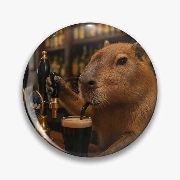 Item preview, Capybara Bartender Serving Beer In English Pub designed and sold by Sybille-Yates.