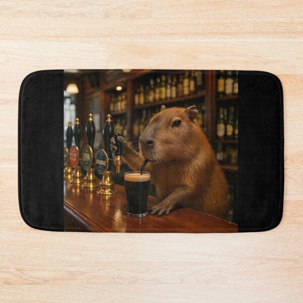 Item preview, Capybara Bartender Serving Beer In English Pub designed and sold by Sybille-Yates.