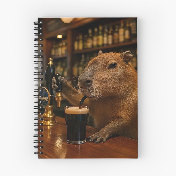 Item preview, Capybara Bartender Serving Beer In English Pub designed and sold by Sybille-Yates.