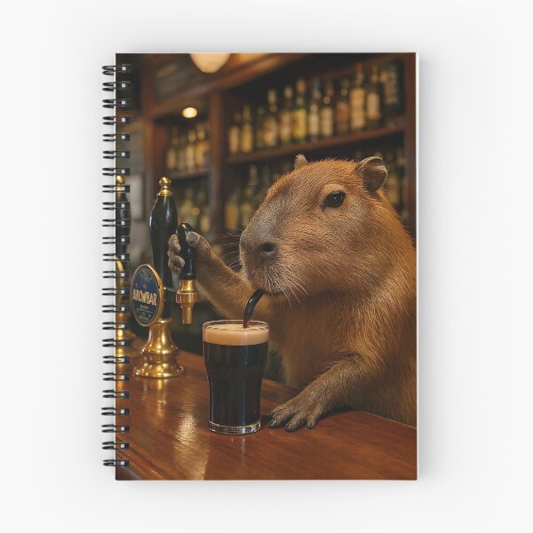 Artikelvorschau, Capybara-Barkeeper serviert Bier in englischer Kneipe entworfen und verkauft von Sybille-Yates.