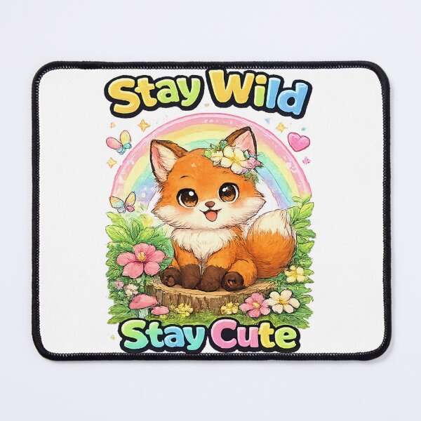 Item preview, Cute Fox Stay Wild Stay Cute – Kawaii Fox Cub | Adorable Animal Motivational Design designed and sold by Clothes With Smiling Animals Walt Gral.