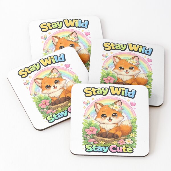 Item preview, Cute Fox Stay Wild Stay Cute – Kawaii Fox Cub | Adorable Animal Motivational Design designed and sold by Clothes With Smiling Animals Walt Gral.