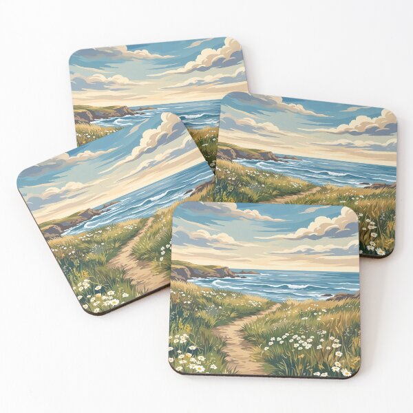 Item preview, Vintage Painted Coastal Meadow Digital Poster designed and sold by STTrillionTEES.