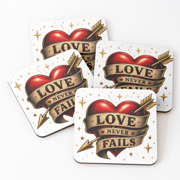 Item preview, Love Never Fails – Romantic Quote Design for Couples designed and sold by JagrDesigns.