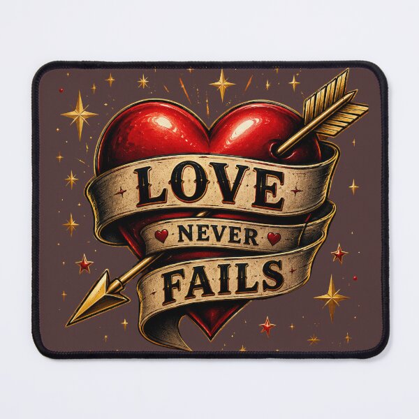 Item preview, Love Never Fails – Romantic Quote Design for Couples designed and sold by JagrDesigns.