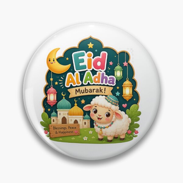 Item preview, Cute Eid Al Adha Mubarak Sticker – Cartoon Sheep & Smiling Moon Islamic Kids Design designed and sold by RALYSHOP.