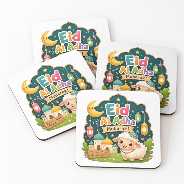 Item preview, Cute Eid Al Adha Mubarak Sticker – Cartoon Sheep & Smiling Moon Islamic Kids Design designed and sold by RALYSHOP.