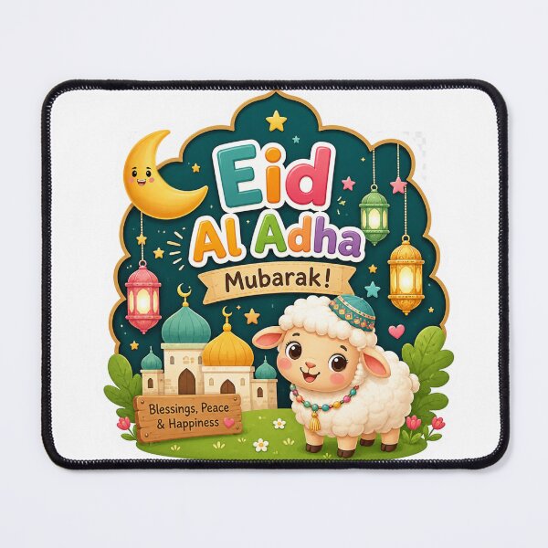 Item preview, Cute Eid Al Adha Mubarak Sticker – Cartoon Sheep & Smiling Moon Islamic Kids Design designed and sold by RALYSHOP.
