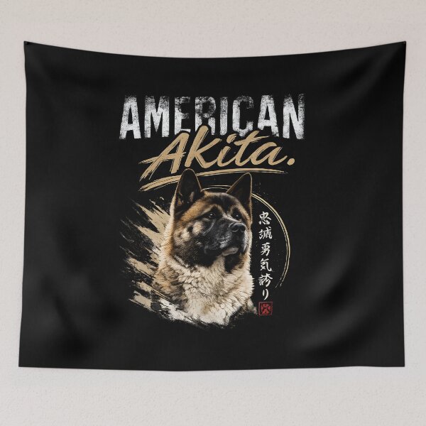 Item preview, American Akita Samurai Spirit – Japanese Ink Style Dog Art designed and sold by blankTeeShirt.