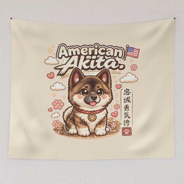 Item preview, American Akita Kawaii Puppy – Cute Japanese Dog Anime Style designed and sold by blankTeeShirt.