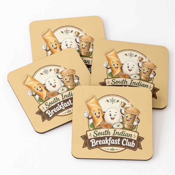 Item preview, South Indian Breakfast Club – Cute Dosa Idli & Filter Coffee Cartoon Design | Indian Food Lovers designed and sold by Globalcitytees.