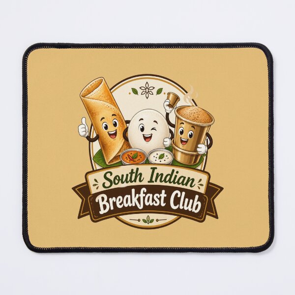 Item preview, South Indian Breakfast Club – Cute Dosa Idli & Filter Coffee Cartoon Design | Indian Food Lovers designed and sold by Globalcitytees.