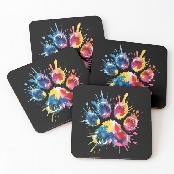 Item preview, Colorful Watercolor Paw Print Splatter Art designed and sold by Dmo3HarkoArt.