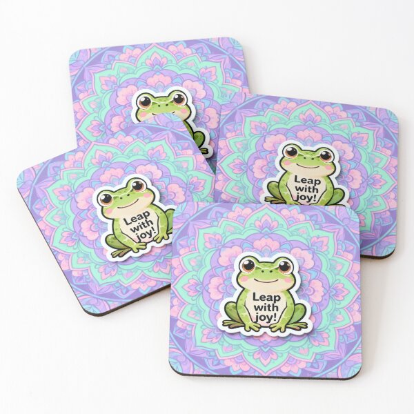 Item preview, Cute Frog Leap with Joy Inspirational Quote Kawaii Aesthetic Sticker" designed and sold by Chromatic Artistry.
