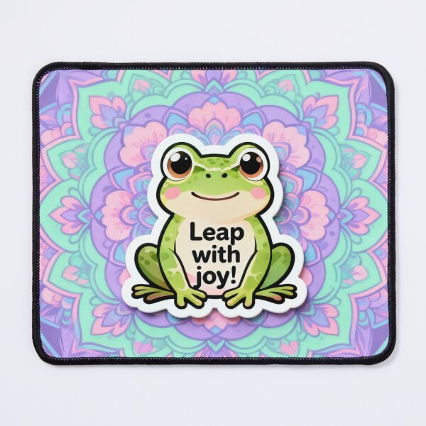 Item preview, Cute Frog Leap with Joy Inspirational Quote Kawaii Aesthetic Sticker" designed and sold by Chromatic Artistry.