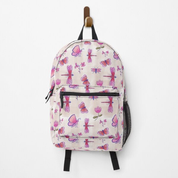 Item preview, Pink Butterfly and Dragonfly Design – Playful Nature Aesthetic Pattern designed and sold by PatternsBySassano .