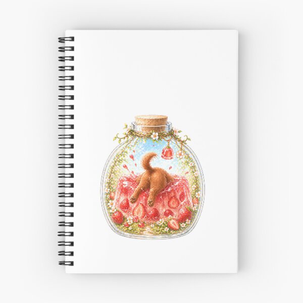 Item preview, Ruby Cavalier King Charles Spaniel with Strawberry Jelly in Glass Bottle – Cute Dog Watercolor Fantasy Illustration designed and sold by SakuraWaStyle.