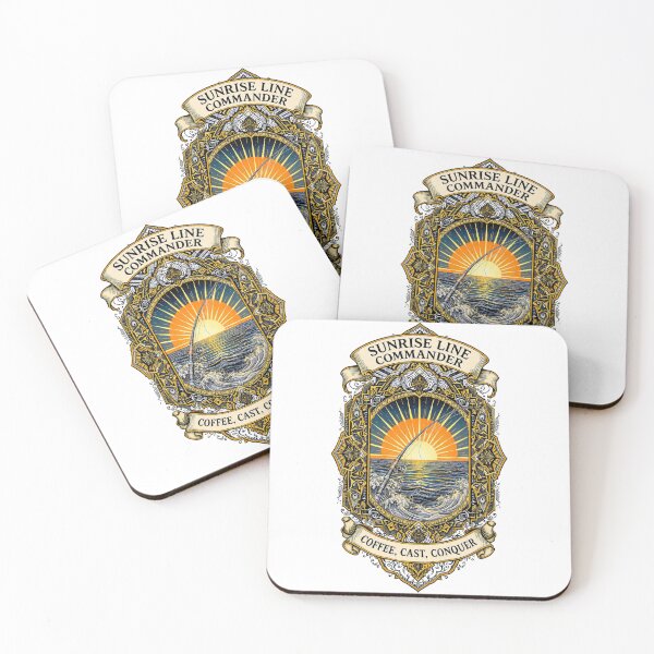 Item preview, Sunrise Line Commander Coffee Cast Conquer Funny Fishing Gift designed and sold by YMLux.