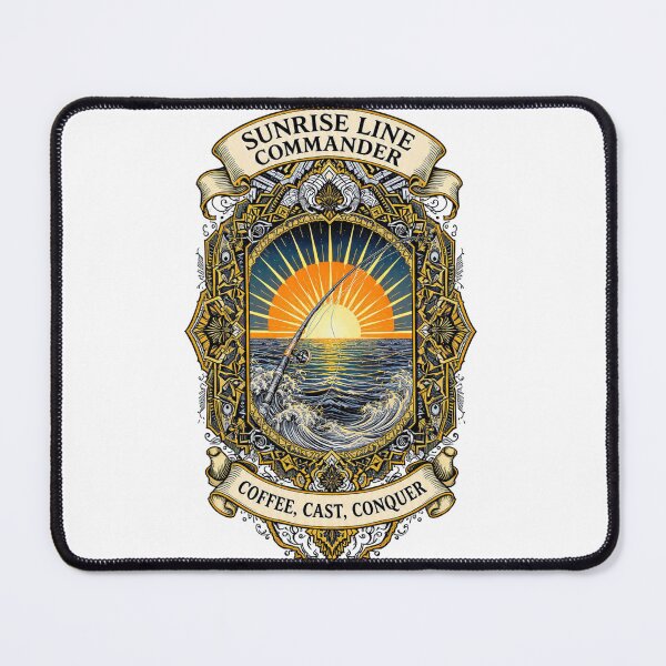 Item preview, Sunrise Line Commander Coffee Cast Conquer Funny Fishing Gift designed and sold by YMLux.