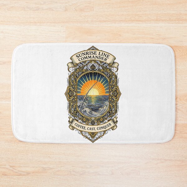 Item preview, Sunrise Line Commander Coffee Cast Conquer Funny Fishing Gift designed and sold by YMLux.