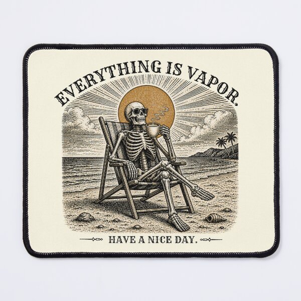 Item preview, Everything Is Vapor Skeleton Coffee Shirt – Retro Woodcut Existential Beach Skeleton designed and sold by Alt Christian.