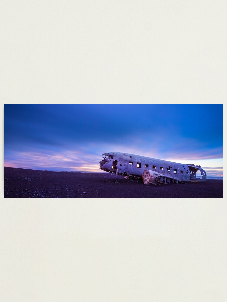 Thumbnail 1 of 3, Photographic Print, DC-3 Plane Iceland Panorama designed and sold by AdrianAlford.