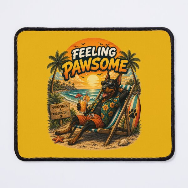 Item preview, Funny Doberman Beach Design – Feeling Pawsome Summer Vibes Vacation Dog designed and sold by PixelsPaws.