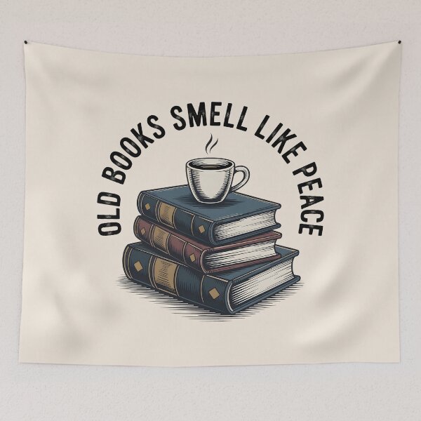 Item preview, Old Books Smell Like Peace Bookworm Library designed and sold by SplashTastic.