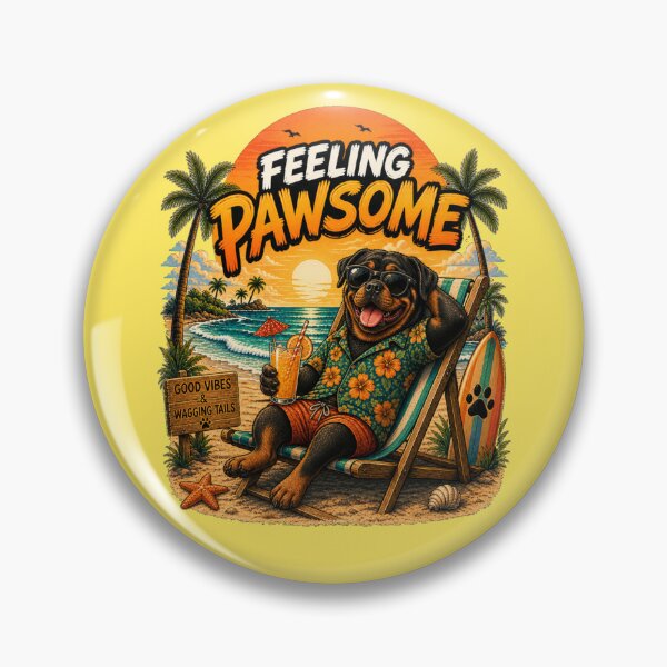 Item preview, Funny Rottweiler Beach Design – Feeling Pawsome Summer Vibes Vacation Dog designed and sold by PixelsPaws.