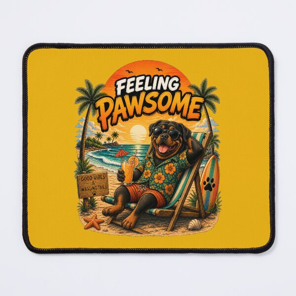 Item preview, Funny Rottweiler Beach Design – Feeling Pawsome Summer Vibes Vacation Dog designed and sold by PixelsPaws.