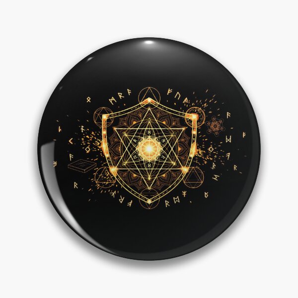 Item preview, Glowing Mystic Sorcerer Shield - Sacred Geometry & Arcane Runes Art designed and sold by AuraDraftStudio.