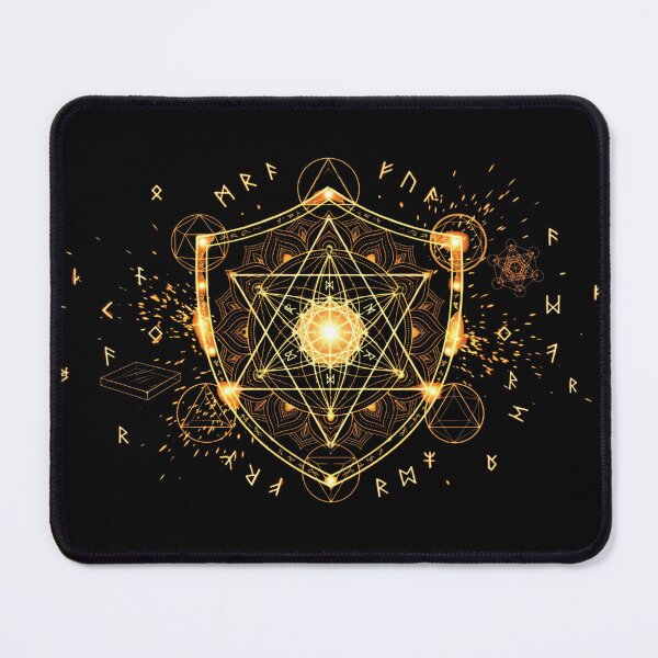 Item preview, Glowing Mystic Sorcerer Shield - Sacred Geometry & Arcane Runes Art designed and sold by AuraDraftStudio.